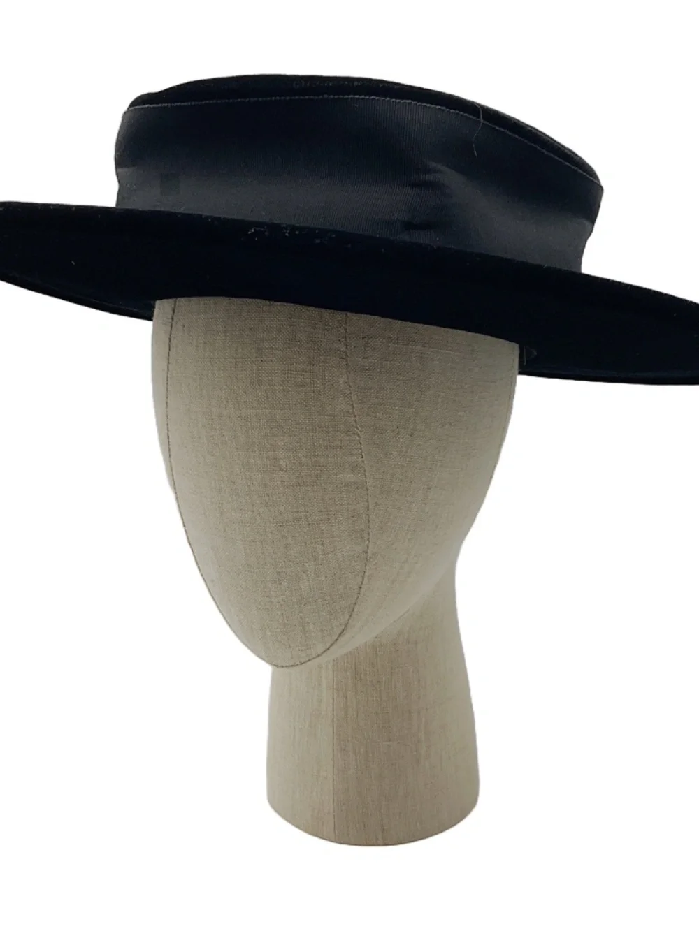 CHANEL VINTAGE RARE BLACK GROSGRAIN TRIMMED VELVET HAT